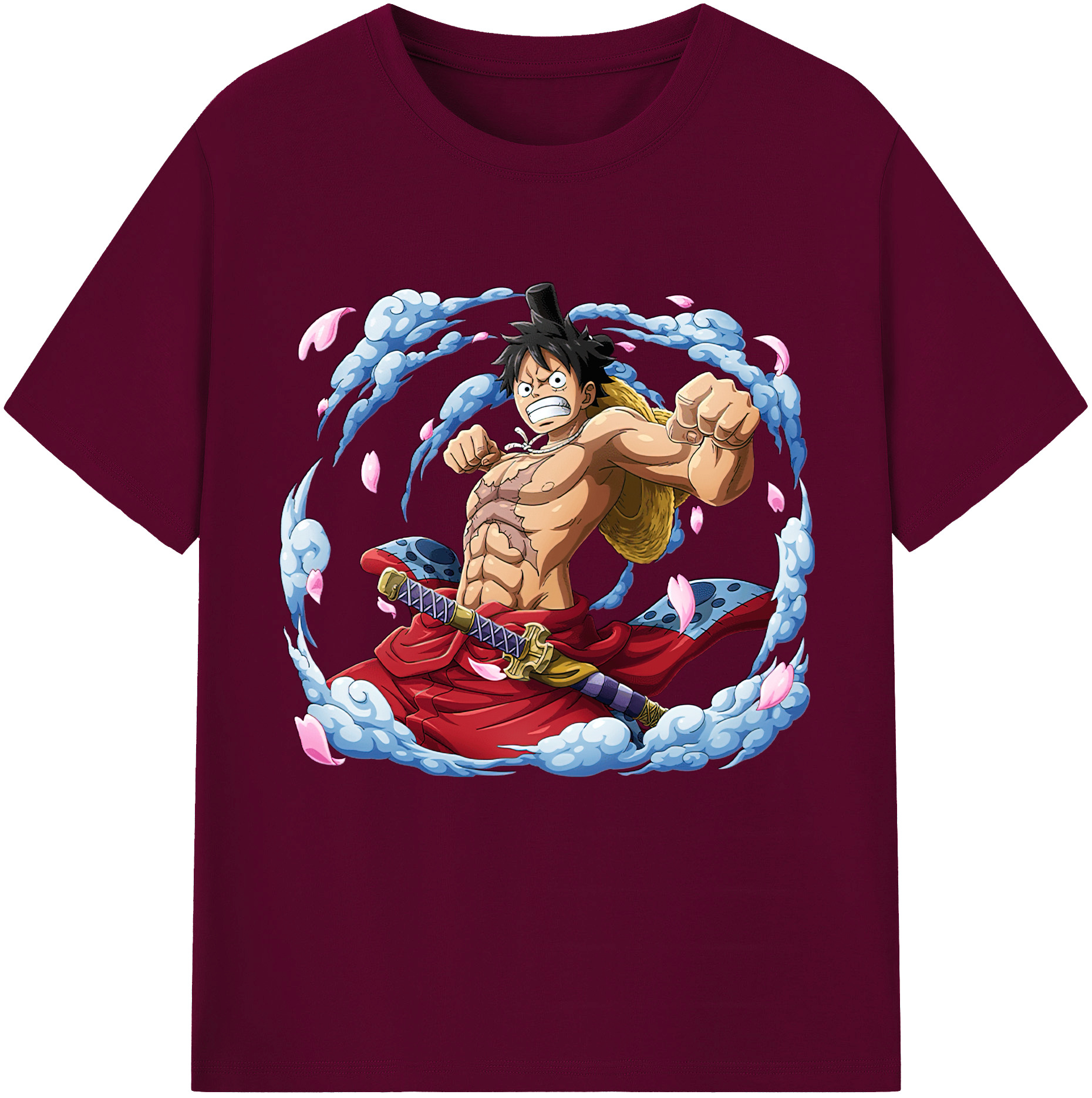 ワンピース モンキー・D・ルフィ ONE PIECE Monkey D. Luffy レディースカジュアルプリントTシャツ（綿100％）